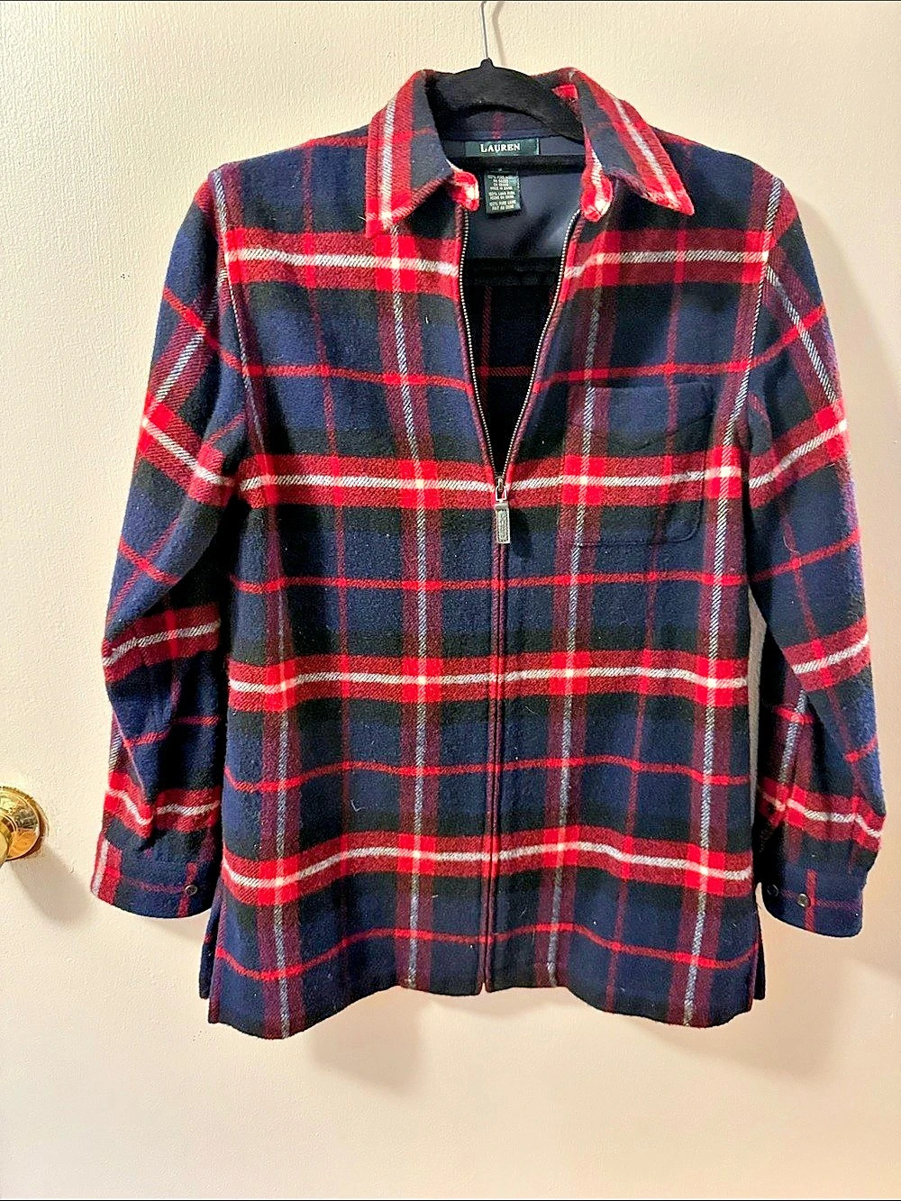 Lauren Ralph Lauren Plaid Zip Jacket in Blue & Red Size Small